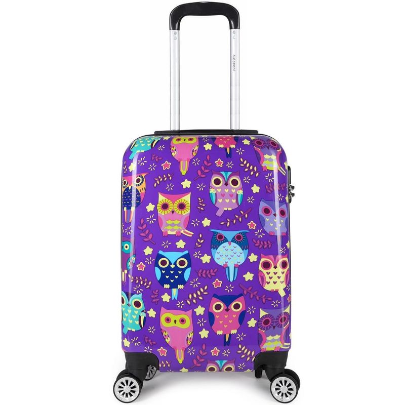 Forenza Handgepäck-Trolley 30 L – Kabinenkoffer mit Eulenmotiv in Lila (55 × 35 × 20 cm)