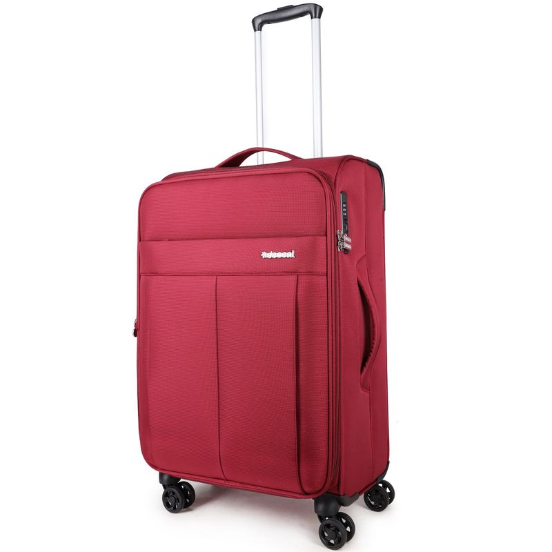 D-Upright Mittelgroßer Weichgepäck-Reisekoffer mit TSA-Schloss – Ultra-leicht, 70 L, Weinrot (66 × 41 × 27–30 cm)