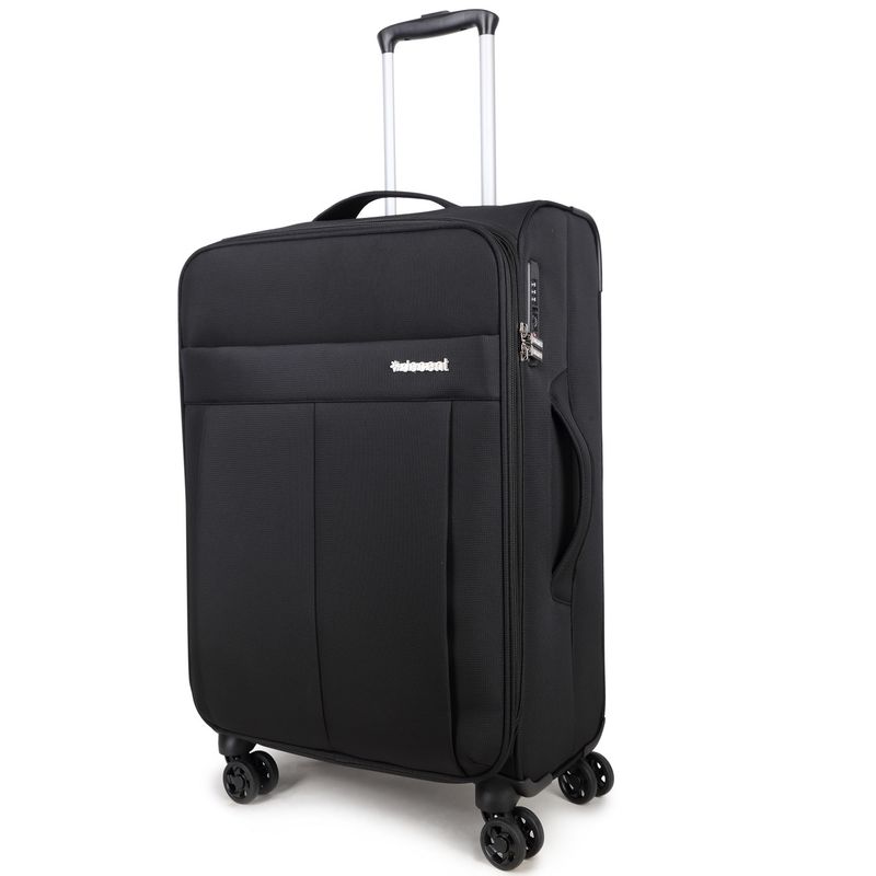 D-Upright Mittelgroßer Weichgepäck-Reisekoffer mit TSA-Schloss – Ultra-leicht, 70 L, Tiefschwarz (66 × 41 × 27–30 cm)