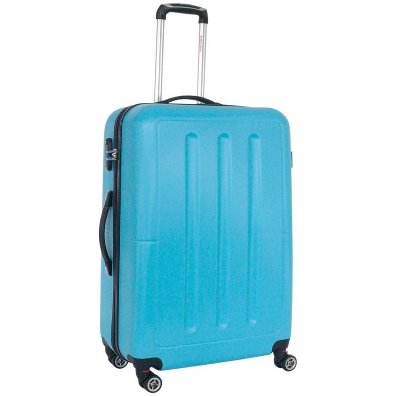 Neon-Fix Großer Hartschalen Reisekoffer 96 L – Trolley mit TSA-Schloss, 4 Rollen, Türkisblau (76 × 48 × 30 cm)