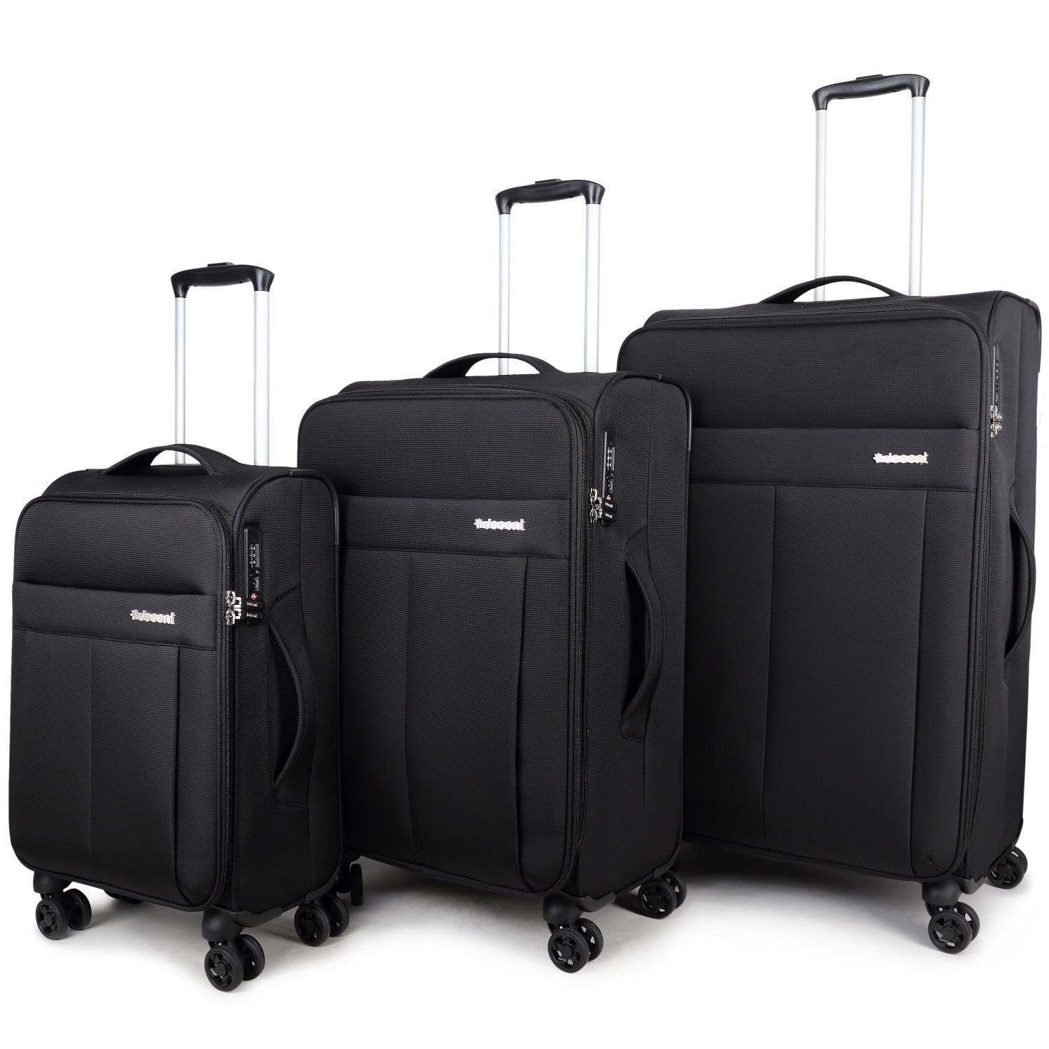 D-Upright Kofferset Schwarz TSA 109, 70 en 34 Liter