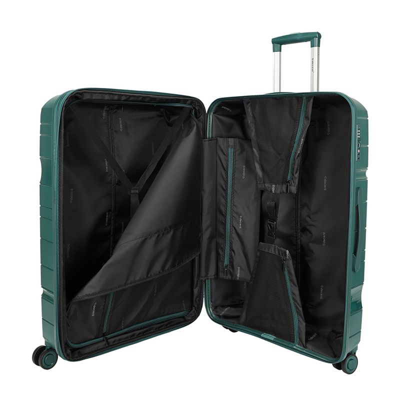 One-City Großer Hartschalen-Reisekoffer 105 L – Trolley mit TSA-Zahlenschloss &amp; 4 Rollen, Tannengrün (76 × 50 × 31 cm)