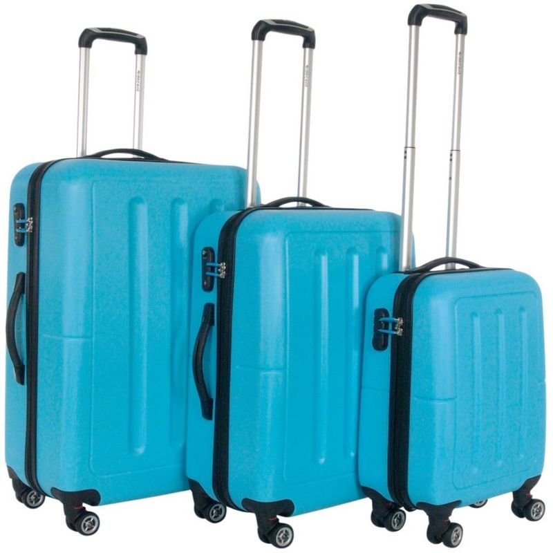 Neon-Fix 3-teiliges Hartschalen Reisekoffer-Set – Trolley mit TSA-Schloss, Türkisblau (32 L, 65 L &amp; 96 L)
