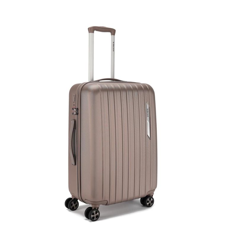 Paradiso Mittelgroßer Hartschalen-Reisekoffer 60 L – Trolley mit TSA-Zahlenschloss &amp; 4 Rollen, Champagner Matt (66 × 40 × 25 cm)