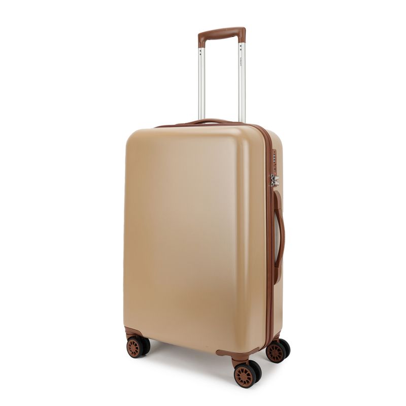 Retro Mittelgroßer Hartschalen-Reisekoffer 65 L – Trolley mit TSA-Zahlenschloss &amp; 4 Rollen, Cappuccinobraun (66 × 42 × 26 cm)