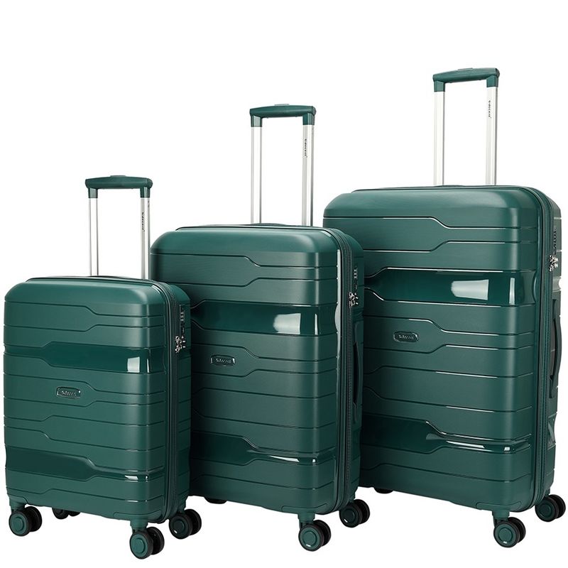 One-City 3-teiliges Hartschalen-Reisekoffer-Set – Trolley-Set mit TSA-Zahlenschloss &amp; 4 Rollen, Tannengrün (36 L, 72 L &amp; 105 L)