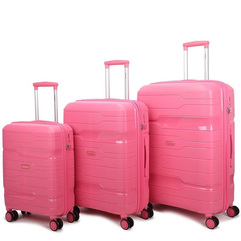 One-City 3-teiliges Hartschalen-Reisekoffer-Set – Trolley-Set mit TSA-Zahlenschloss &amp; 4 Rollen, Rosa (36 L, 72 L &amp; 105 L)
