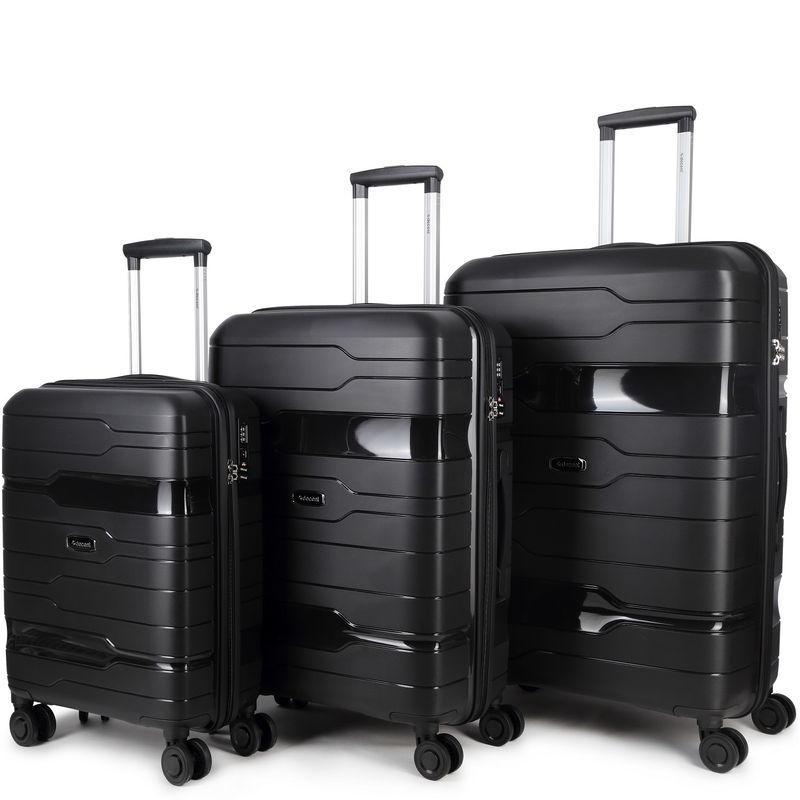 One-City 3-teiliges Hartschalen-Reisekoffer-Set – Trolley-Set mit TSA-Zahlenschloss &amp; 4 Rollen, Anthrazitschwarz (36 L, 72 L &amp; 105 L)