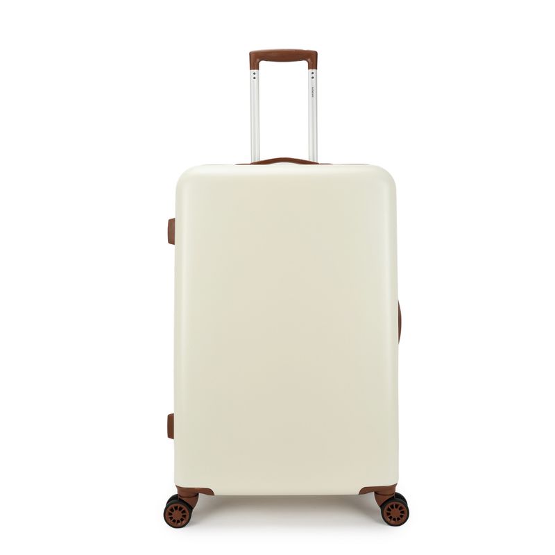 Retro Großer Hartschalen-Reisekoffer 96 L – Trolley mit TSA-Zahlenschloss &amp; 4 Rollen, Crèmebraun (76 × 48 × 30 cm)