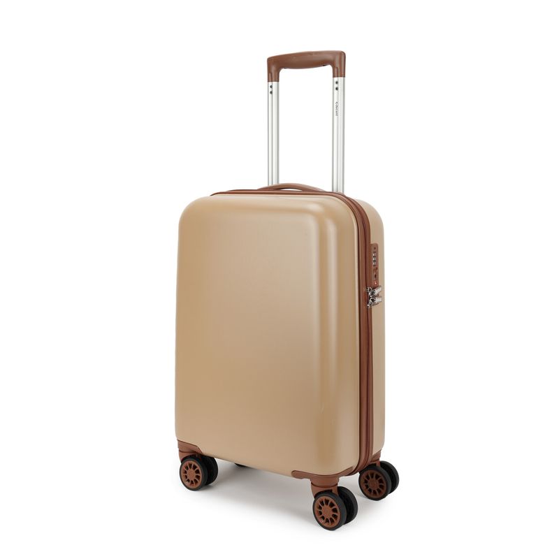 Retro Handgepäck-Reisekoffer 35 L – Kabinen-Trolley mit TSA-Zahlenschloss &amp; 4 Rollen, Cappuccinobraun (55 × 35 × 20 cm)