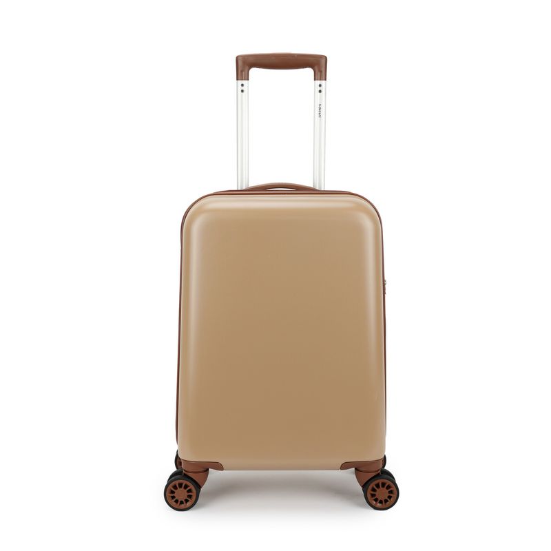 Retro Handgepäck-Reisekoffer 35 L – Kabinen-Trolley mit TSA-Zahlenschloss &amp; 4 Rollen, Cappuccinobraun (55 × 35 × 20 cm)