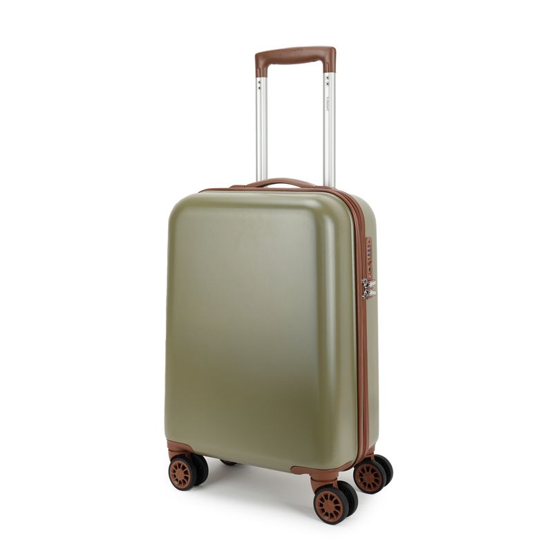Retro Handgepäck-Reisekoffer 35 L – Kabinen-Trolley mit TSA-Zahlenschloss &amp; 4 Rollen, Olivbraun (55 × 35 × 20 cm)