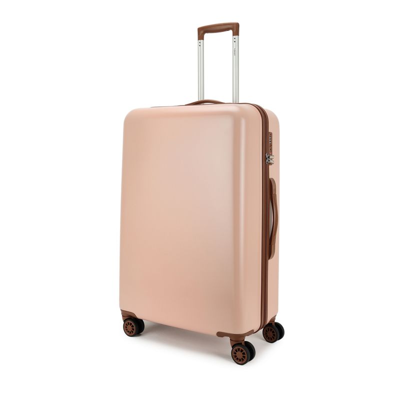 Retro Großer Hartschalen-Reisekoffer 96 L – Trolley mit TSA-Zahlenschloss &amp; 4 Rollen, Pfirsichbraun (76 × 48 × 30 cm)