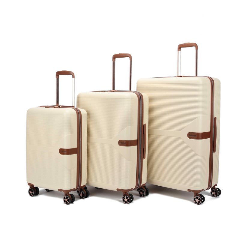 Stella Reisekoffer Set 3-teilig – Hartschalen-Trolley mit TSA-Zahlenschloss &amp; 4 Rollen, Elfenbeinweiß (37 L, 93 L &amp; 108 L)