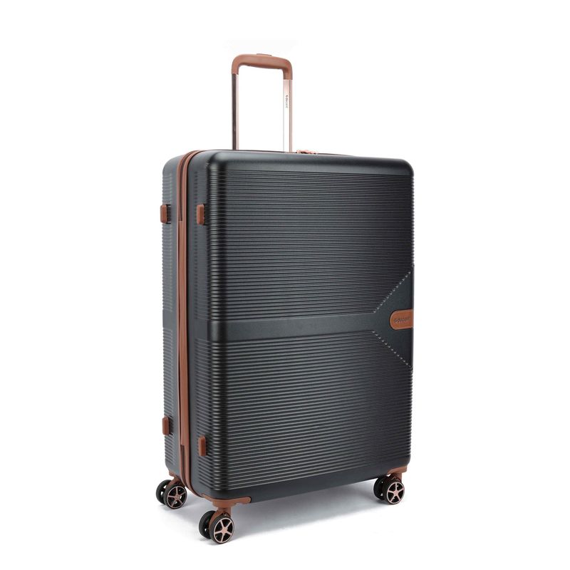 Stella Großer Hartschalen-Reisekoffer 108 L – Trolley mit TSA-Zahlenschloss &amp; 4 Rollen, Mattschwarz (77 × 51 × 30 cm)