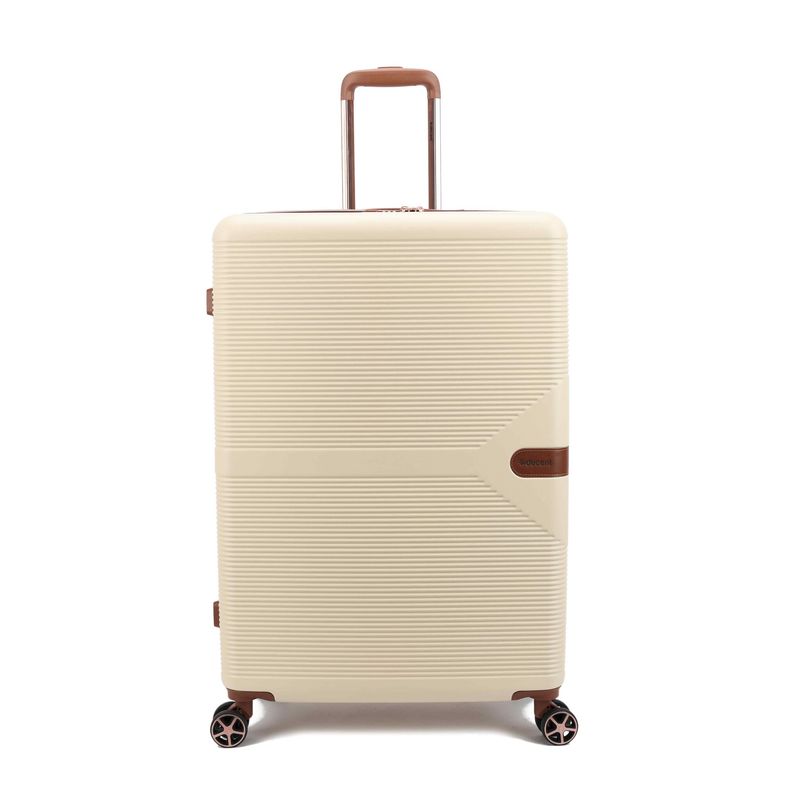 Decent Stella Großer Hartschalen-Reisekoffer 108 L – Trolley mit TSA-Zahlenschloss &amp; 4 Rollen, Elfenbeinweiß (77 × 51 × 30 cm)