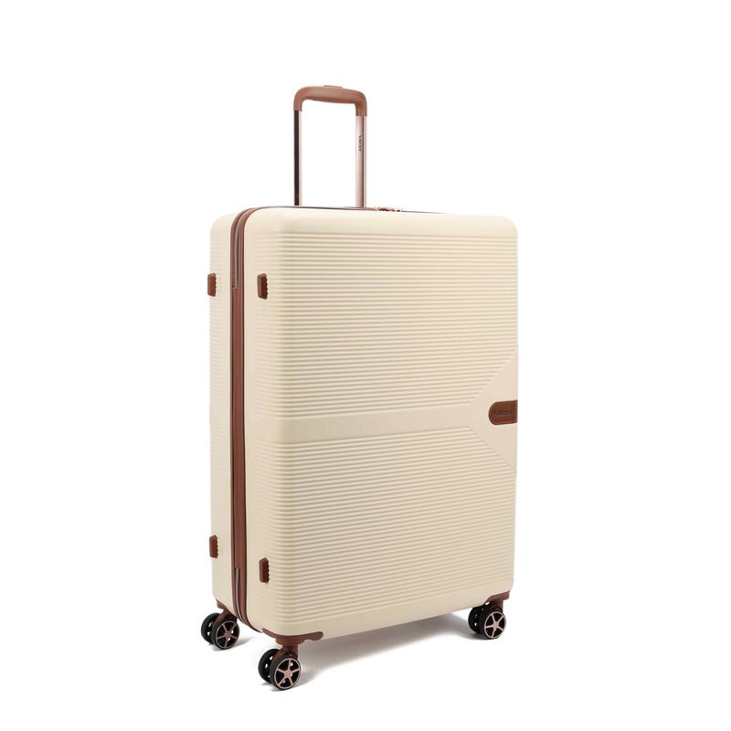 Decent Stella Großer Hartschalen-Reisekoffer 108 L – Trolley mit TSA-Zahlenschloss &amp; 4 Rollen, Elfenbeinweiß (77 × 51 × 30 cm)