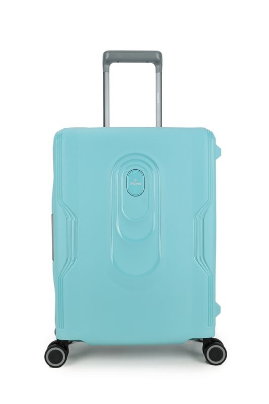 On Tour Handgepäck-Hartschalen-Reisekoffer 38 L – Trolley mit TSA-Zahlenschloss &amp; 4 Rollen, Pastellblau (55 × 40 × 20 cm)
