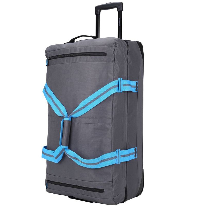 Sport-Line Große Trolley-Reisetasche 95 L – Reisetasche mit Rollen &amp; Doppel-Fachsystem, Grau/Blau (78 × 40 × 33 cm)