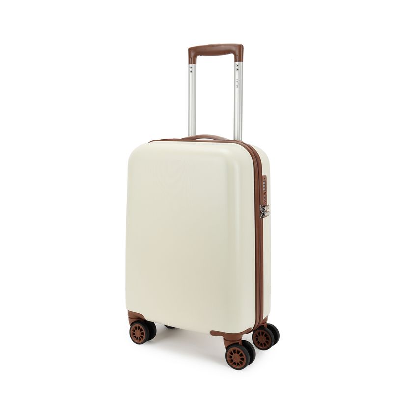 Retro Handgepäck-Reisekoffer 35 L – Kabinen-Trolley mit TSA-Zahlenschloss &amp; 4 Rollen, Crèmebraun (55 × 35 × 20 cm)