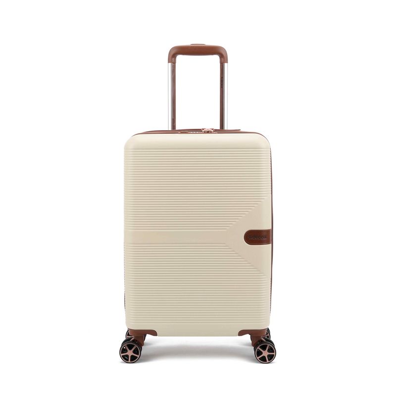 Stella Handgepäck-Reisekoffer 37 L – Kabinen-Trolley mit TSA-Zahlenschloss &amp; 4 Rollen, Elfenbeinweiß (55 × 35 × 20 cm)