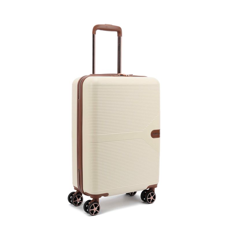 Stella Handgepäck-Reisekoffer 37 L – Kabinen-Trolley mit TSA-Zahlenschloss &amp; 4 Rollen, Elfenbeinweiß (55 × 35 × 20 cm)