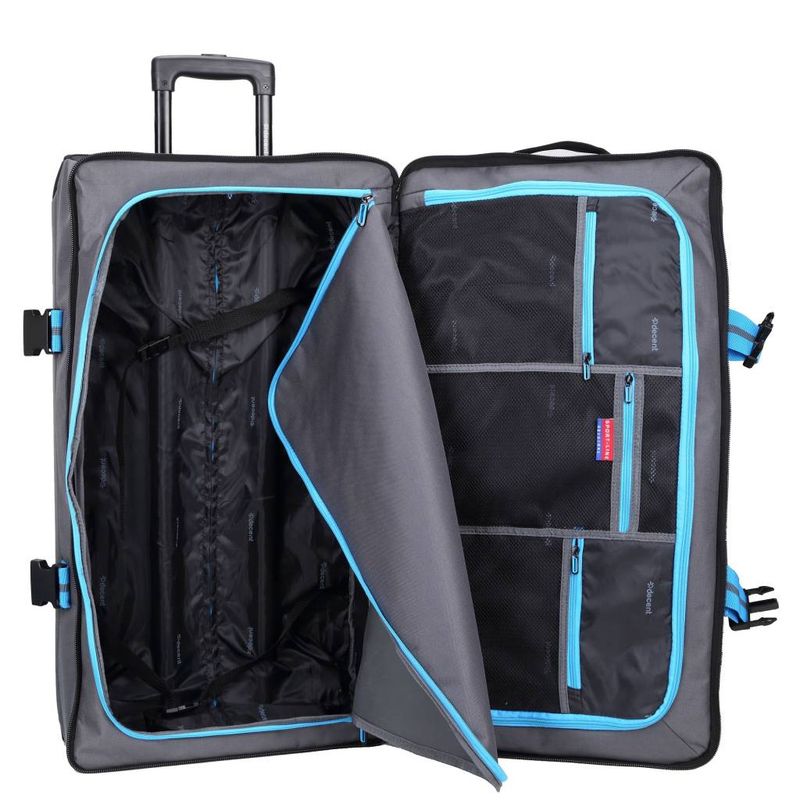 Sport-Line Große Trolley-Reisetasche 95 L – Reisetasche mit Rollen &amp; Doppel-Fachsystem, Grau/Blau (78 × 40 × 33 cm)