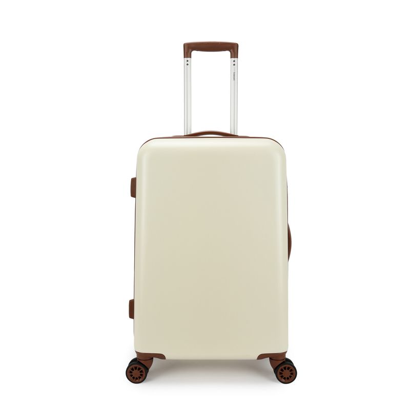 Retro Mittelgroßer Hartschalen-Reisekoffer 65 L – Trolley mit TSA-Zahlenschloss &amp; 4 Rollen, Crèmebraun (66 × 42 × 26 cm)
