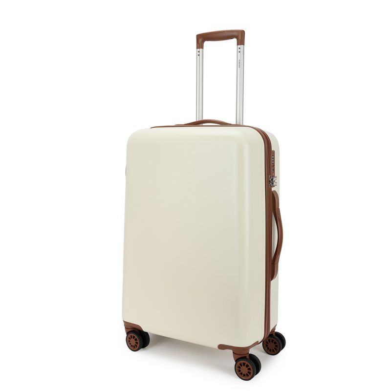 Retro Mittelgroßer Hartschalen-Reisekoffer 65 L – Trolley mit TSA-Zahlenschloss &amp; 4 Rollen, Crèmebraun (66 × 42 × 26 cm)