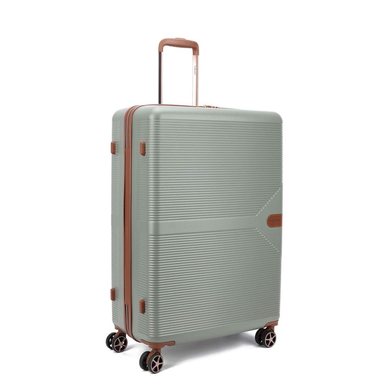 Stella Großer Hartschalen-Reisekoffer 108 L – Trolley mit TSA-Zahlenschloss &amp; 4 Rollen, Salbeigrün (77 × 51 × 30 cm)