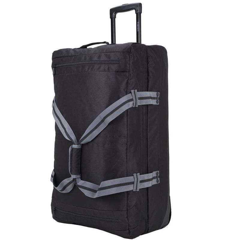 Sport-Line Große Trolley-Reisetasche 95 L – Reisetasche mit Rollen &amp; Doppel-Fachsystem, Schwarz/Grau (78 × 40 × 33 cm)