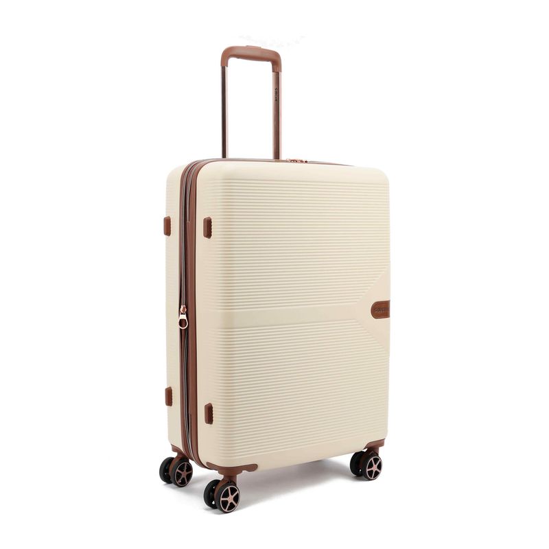 Stella Mittelgroßer Hartschalen-Reisekoffer 93 L – Trolley mit TSA-Zahlenschloss &amp; 4 Rollen, Elfenbeinweiß (67 × 45 × 26 cm)