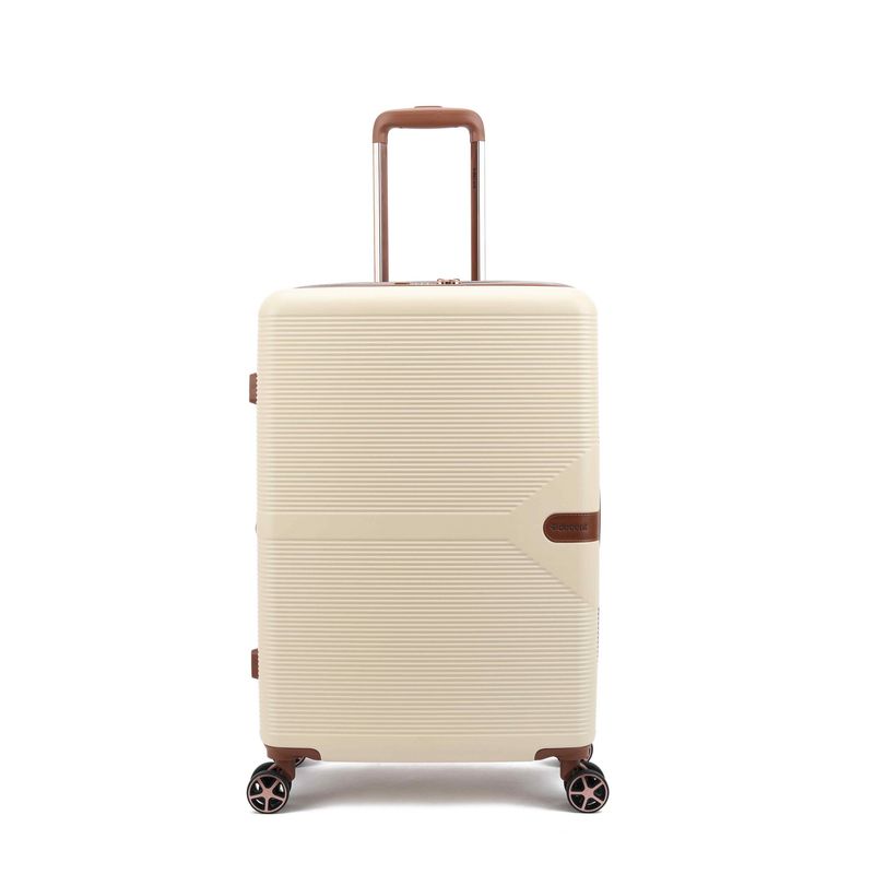 Stella Mittelgroßer Hartschalen-Reisekoffer 93 L – Trolley mit TSA-Zahlenschloss &amp; 4 Rollen, Elfenbeinweiß (67 × 45 × 26 cm)