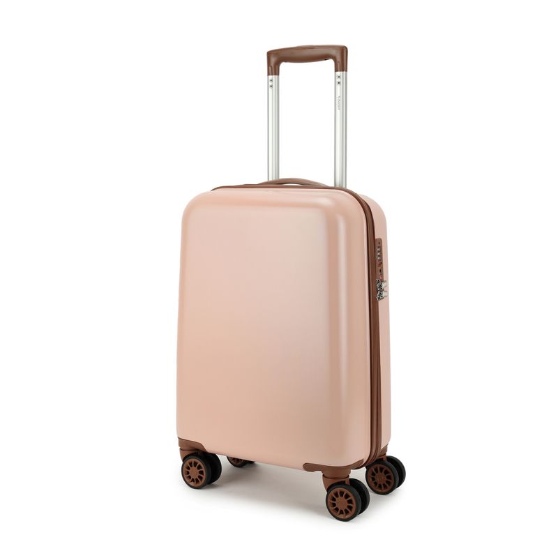 Retro Handgepäck-Reisekoffer 35 L – Kabinen-Trolley mit TSA-Zahlenschloss &amp; 4 Rollen, Pfirsichbraun (55 × 35 × 20 cm)