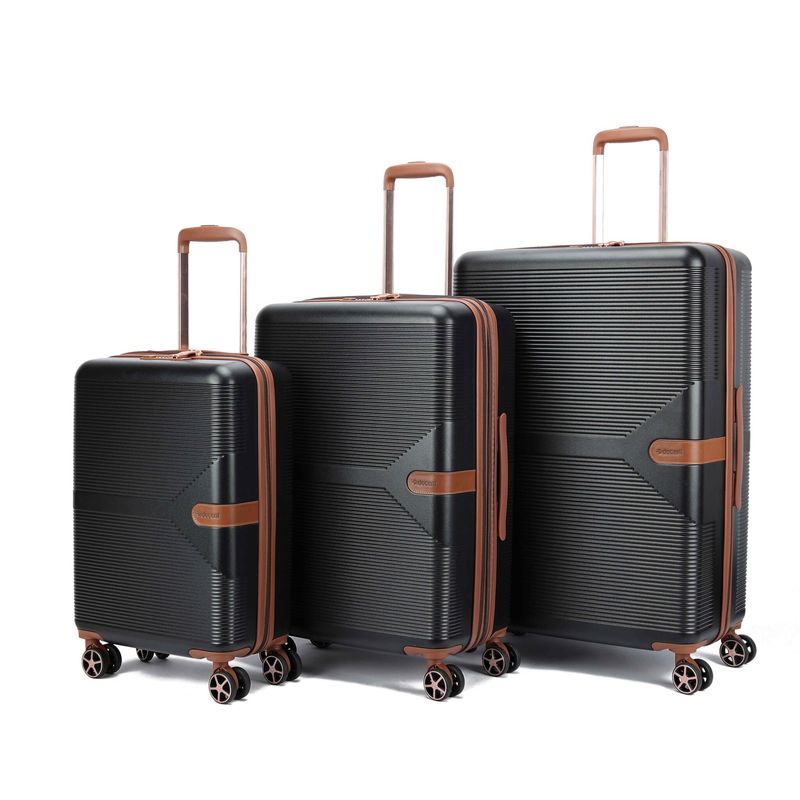Stella Reisekoffer Set 3-teilig – Hartschalen-Trolley mit TSA-Zahlenschloss &amp; 4 Rollen, Mattschwarz (37 L, 93 L &amp; 108 L)