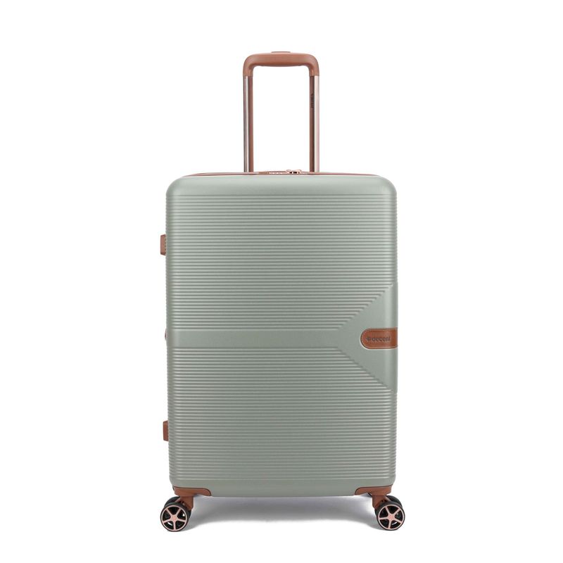 Stella Mittelgroßer Hartschalen-Reisekoffer 93 L – Trolley mit TSA-Zahlenschloss &amp; 4 Rollen, Salbeigrün (67 × 45 × 26 cm)