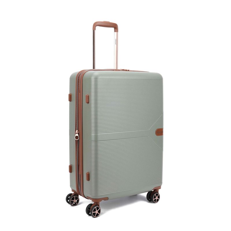 Stella Mittelgroßer Hartschalen-Reisekoffer 93 L – Trolley mit TSA-Zahlenschloss &amp; 4 Rollen, Salbeigrün (67 × 45 × 26 cm)