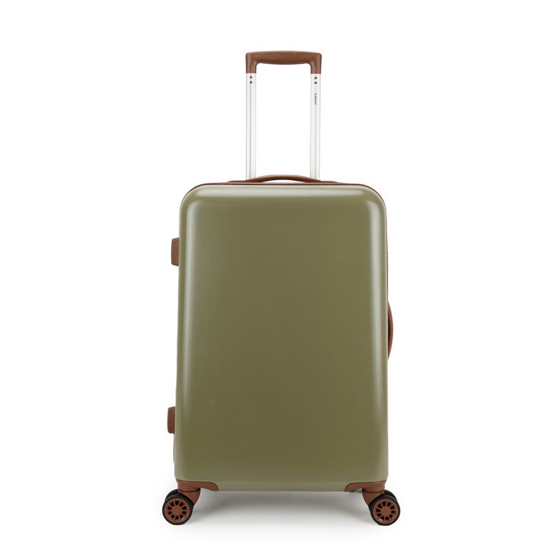 Retro Mittelgroßer Hartschalen-Reisekoffer 65 L – Trolley mit TSA-Zahlenschloss &amp; 4 Rollen, Olivbraun (66 × 42 × 26 cm)