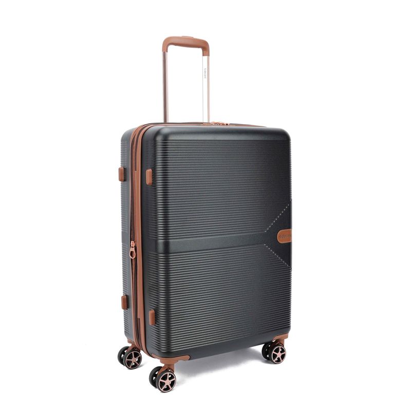 Stella Mittelgroßer Hartschalen-Reisekoffer 93 L – Trolley mit TSA-Zahlenschloss &amp; 4 Rollen, Mattschwarz (67 × 45 × 26 cm)