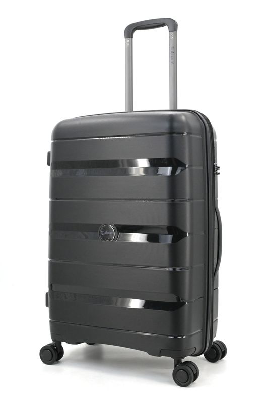 Straight-Line Mittelgroßer Hartschalen-Reisekoffer Trolley 67 L mit TSA-Schloss &amp; 4 Rollen – Anthrazitschwarz (65 × 42 × 26,5 cm)