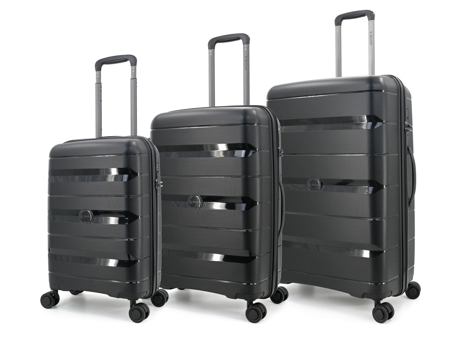 Straight-Line 3-teiliges Hartschalen-Reisekoffer-Set – Trolley-Set mit TSA-Zahlenschloss &amp; 4 Rollen, Anthrazitschwarz (35 L, 67 L &amp; 94 L)