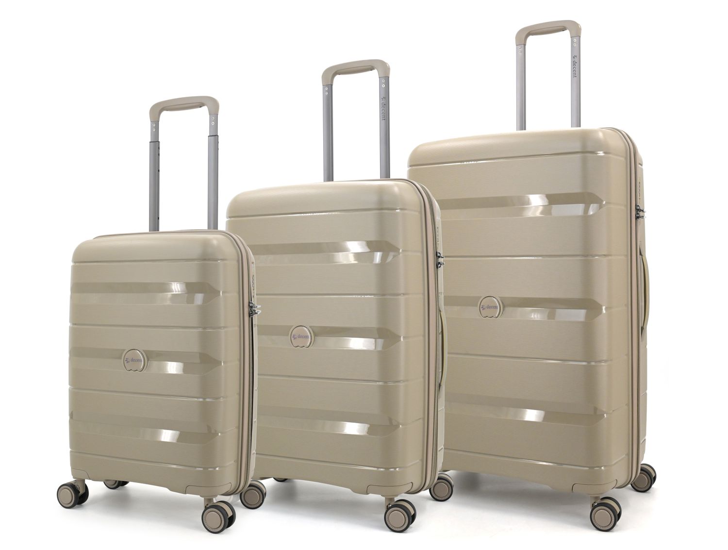 Straight-Line 3-teiliges Hartschalen-Reisekoffer-Set – Trolley-Set mit TSA-Zahlenschloss &amp; 4 Rollen, Champagnerfarbe (35 L, 67 L &amp; 94 L)