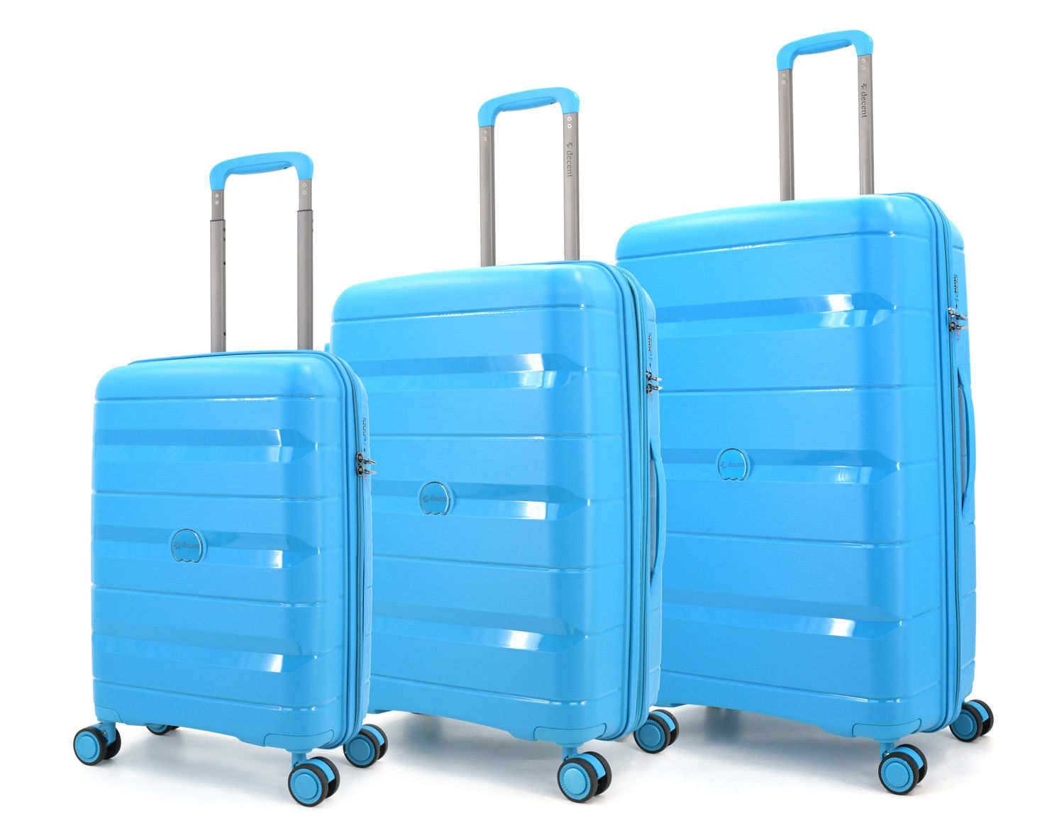 Straight-Line 3-teiliges Hartschalen-Reisekoffer-Set – Trolley-Set mit TSA-Zahlenschloss &amp; 4 Rollen, Himmelblau (35 L, 67 L &amp; 94 L)