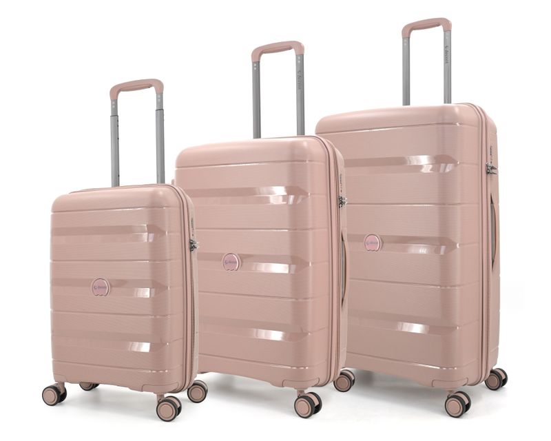 Straight-Line 3-teiliges Hartschalen-Reisekoffer-Set – Trolley-Set mit TSA-Zahlenschloss &amp; 4 Rollen, Altrosa (35 L, 67 L &amp; 94 L)