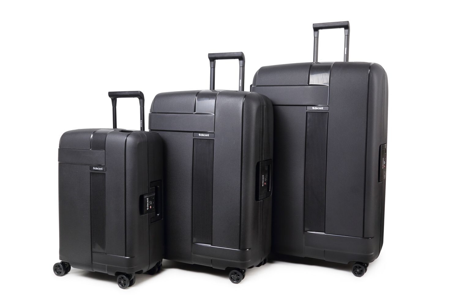 Transit 2.0 3-teiliges Hartschalen-Reisekoffer-Set – Trolley-Set mit TSA-Zahlenschloss &amp; 4 Doppelrollen Anthrazitschwarz (43 L, 86 L &amp; 135 L)