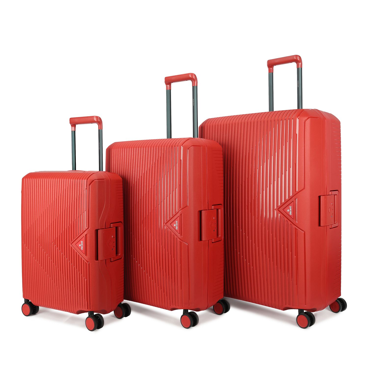 Smart 3-teiliges Hartschalen-Reisekoffer-Set – Trolley-Set mit TSA-Zahlenschloss &amp; 4 Doppelrollen Rubinrot (40 L, 73 L &amp; 120 L)