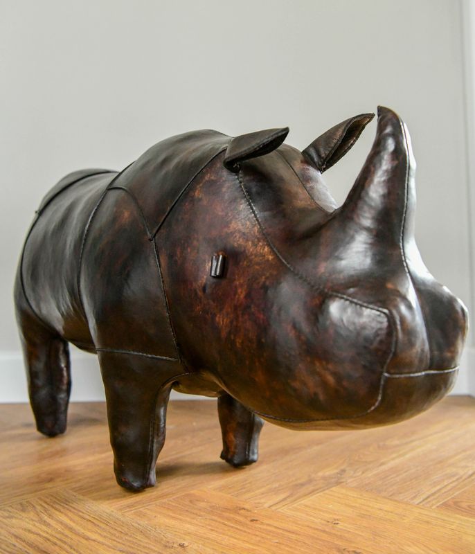 Dimitri Omersa Leather Rhino Footstool For Liberty's Of London, C1960