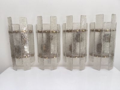Set Of 4 Murano Glass & Brass Wall Lights