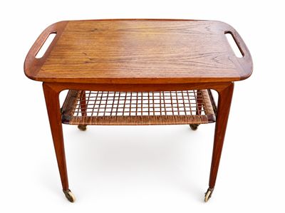 Vintage Danish teak serving trolley by Johannes Andersen, 1960s