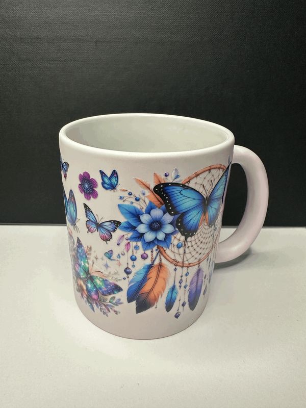 Boho-Tasse mit Schmetterling & Traumfänger